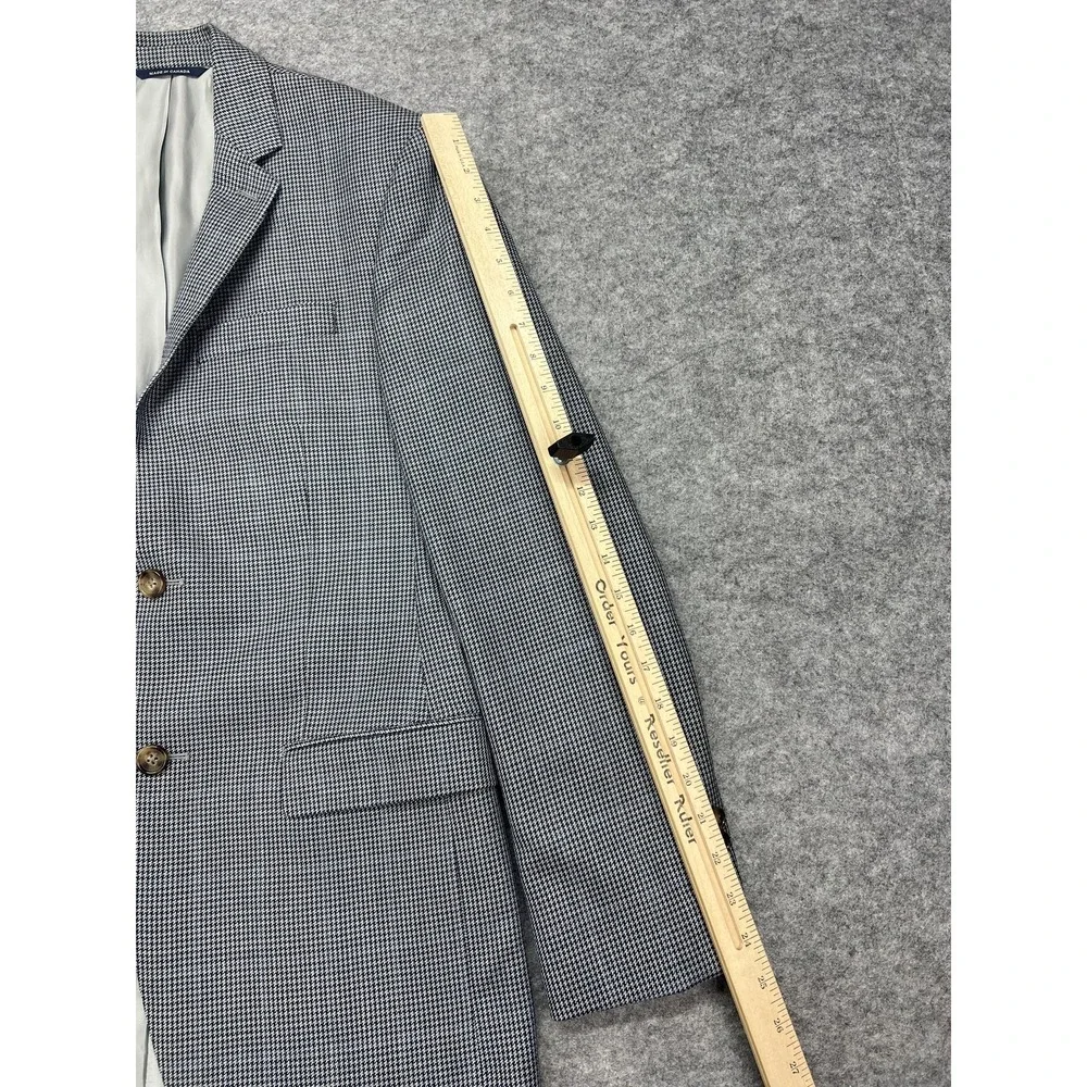 Ralph Ralph Lauren Sport Coat Mens 36R Gray Silk Wool Houndstooth Tweed Blazer